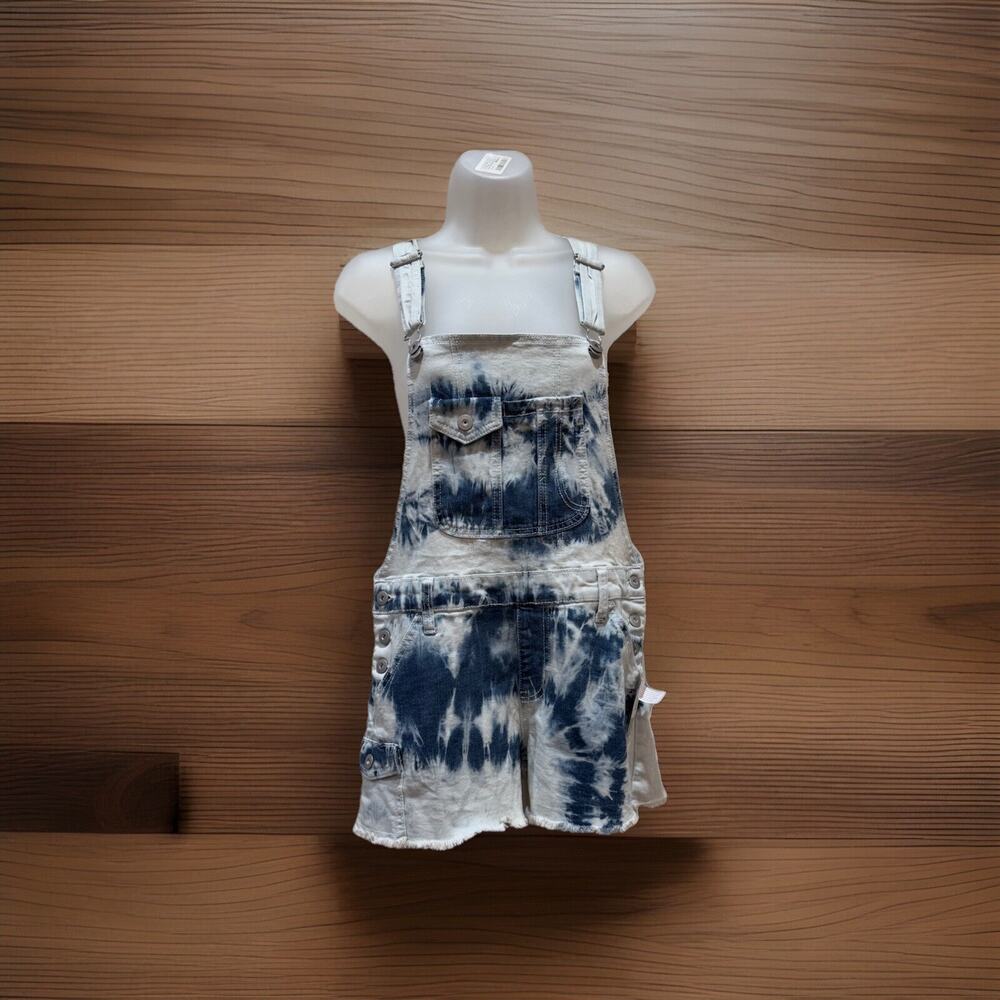 NOBO NO BOUNDARIES JR'S 7/9 TIE DYE SHORTALLS, SHORTS ROMPER NEW WITH TAGS